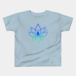 Blue and mint lace lotus mandala flower Kids T-Shirt